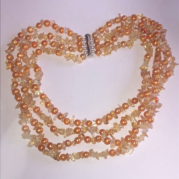 Ross-Simons Jewelry - Ross Simons Gold Citrine Genuine Freshwater Pearls Beaded Torsade Necklace